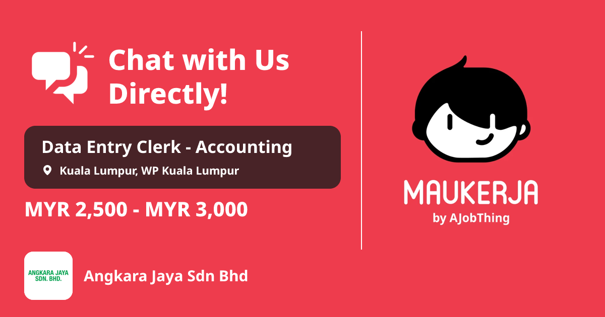 Basic Data Entry Lessons Kerja Sepenuh Masa Data Entry Clerk - Accounting, Gaji tinggi MYR 3,000 ...