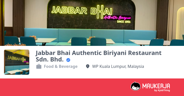 Jabbar Bhai Authentic Biriyani Restaurant Sdn Bhd Company Overview 